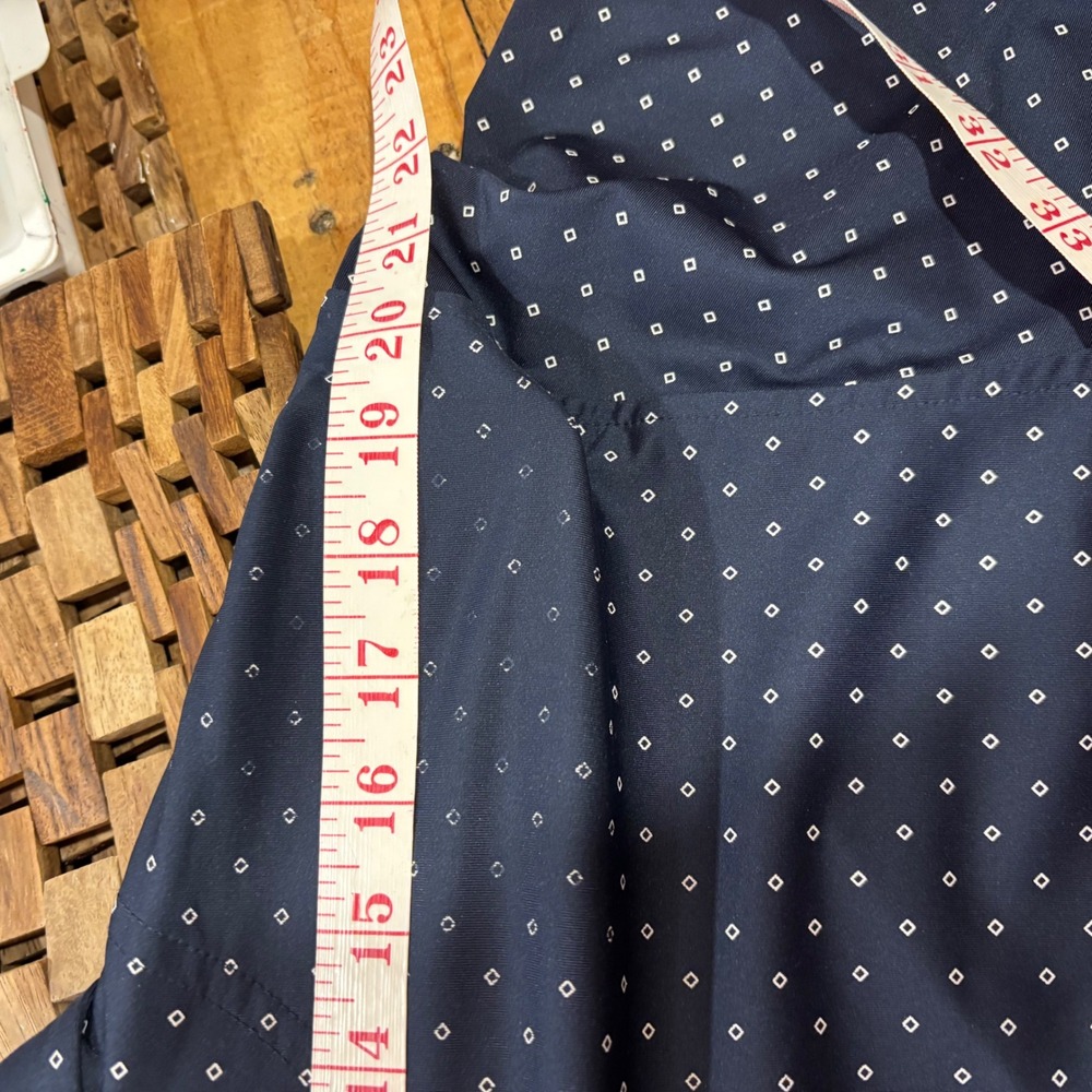 Footjoy FJ‎ Golf Polo Shirt Navy Blue Diamond Print Short Sleeve Mens Medium - Picture 11 of 13